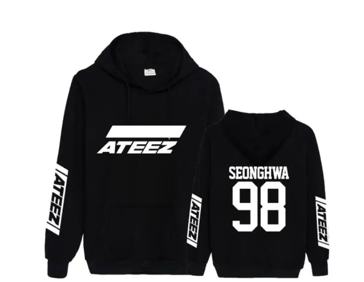 fleece Kpop ateez имя члена печать черный/белый пуловер свободные толстовки унисекс k-поп руно ateez Толстовка для на осень-зиму - Цвет: fleece