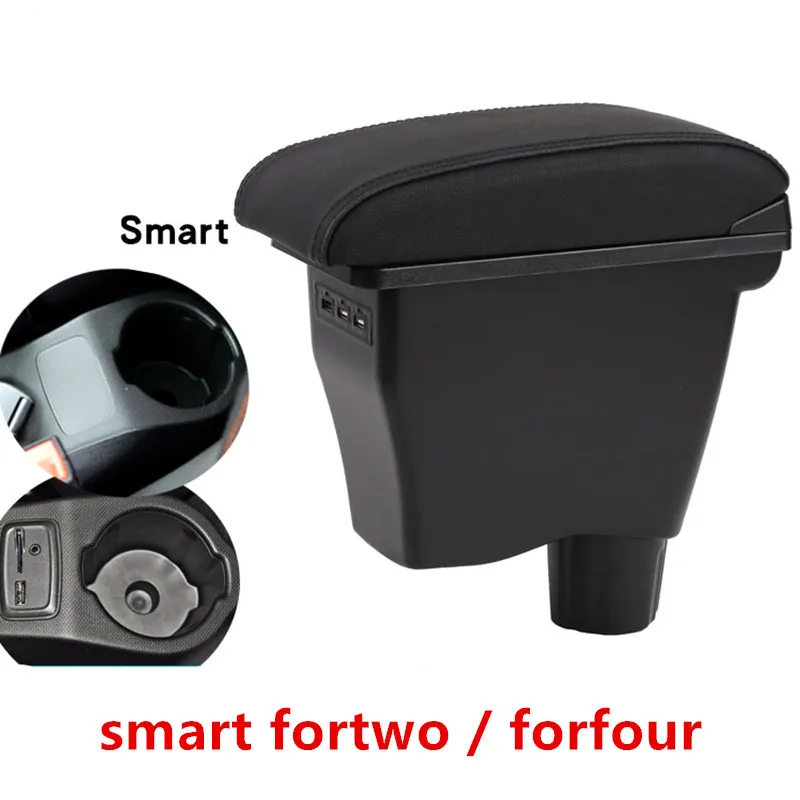 Black black line Для smart fortwo подлокотник коробка Универсальная автомобильная центральная консоль smart forfour caja модификация двойной поднятый с usb без сборки - Название цвета: Black black line
