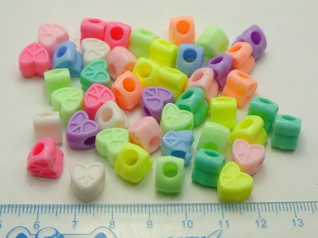 200 Mixed Pastel Color Acrylic Cute Love Heart Pony Beads for Kids Kandi Craft | Украшения и аксессуары
