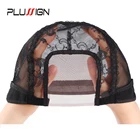 Сетка для волос Plussign, черная, 3 размера, швейцарская шапочка для парика, 1 шт.Лот, вентилируемая шапочка для парика, для изготовления париков с регулируемыми ремешками