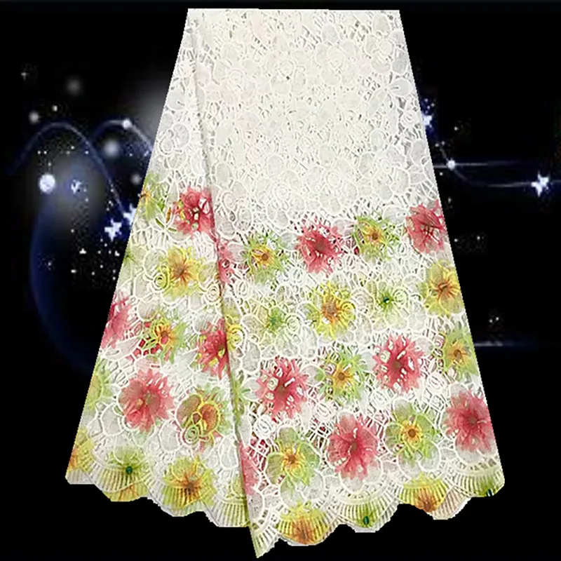 ZPS73 Good Quality Colorful Guipure Lace Material Hot African Cord Fabric Cotton Printed Water Soluble Online | Дом и сад