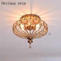 nordic country crystal ceiling lamp living room dining room bedroom mediterranean iron art retro ceiling lamp free shipping