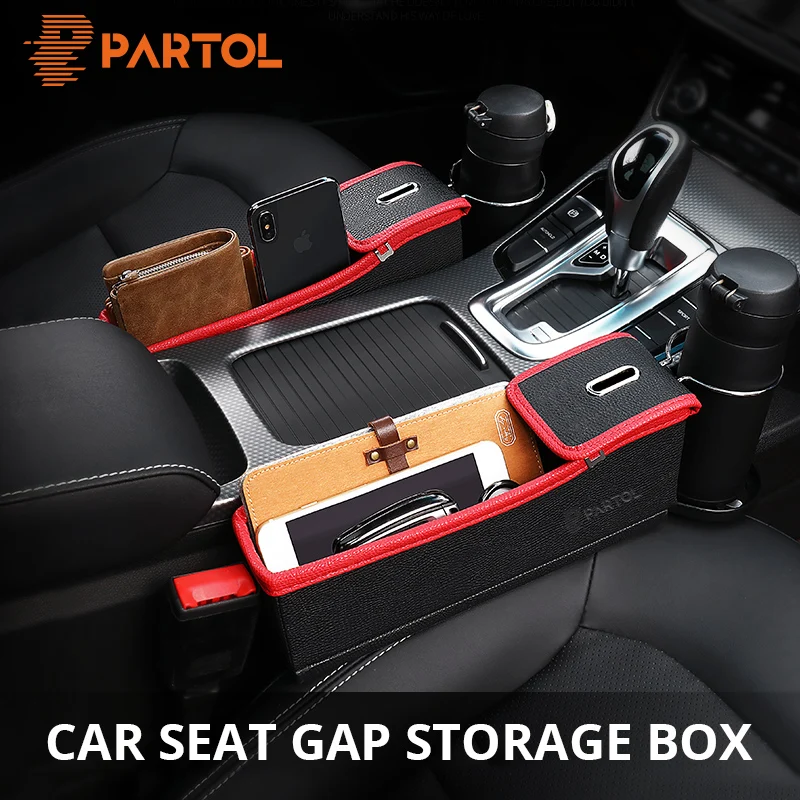 Partol USB + коробка для монет автомобильный ящик хранения сидений универсальный