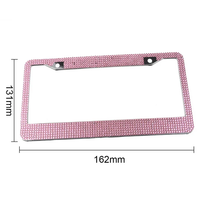 pink Рамка для номерного знака, крышка для номерного знака, держатель, нержавеющая сталь, авто стиль, блеск, Кристалл, горный хрусталь, грузовик, автомобиль, 31 см x 16 см - Цвет: pink