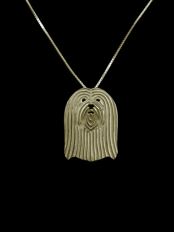 Модная Милая подвеска в виде собаки Lhasa Apso женское Позолоченное серебряное