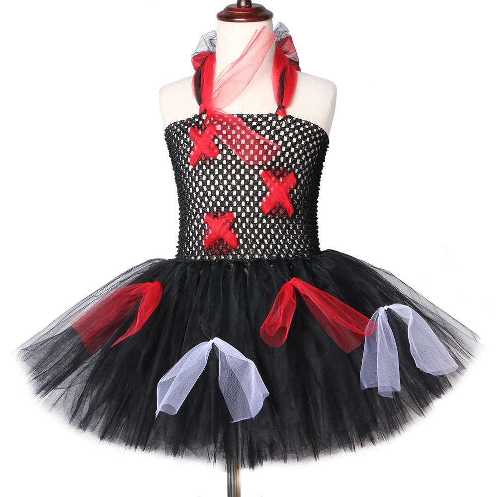 Zombie Girls Tutu Dress Black Scary Monster Theme Halloween Costume for Kids Tulle Carnival Party Dresses Children Clothes | Детская