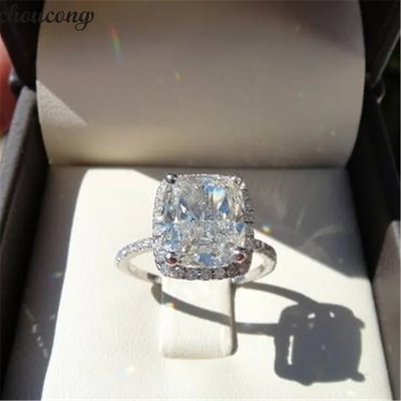 

choucong Dazzling Promise Ring 925 sterling Silver Cushion cut 3ct AAAAA Zircon cz Charm Wedding Band Rings For Women Jewelry
