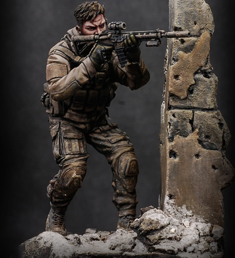 Неокрашенный набор 1/24 дюйма 75 мм полимерная фигурка офицера США солдата атаки
