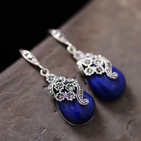 free shipping natrual lapis lazuli thai silver women earrings jewelry sterling silver earrings handmade earrings