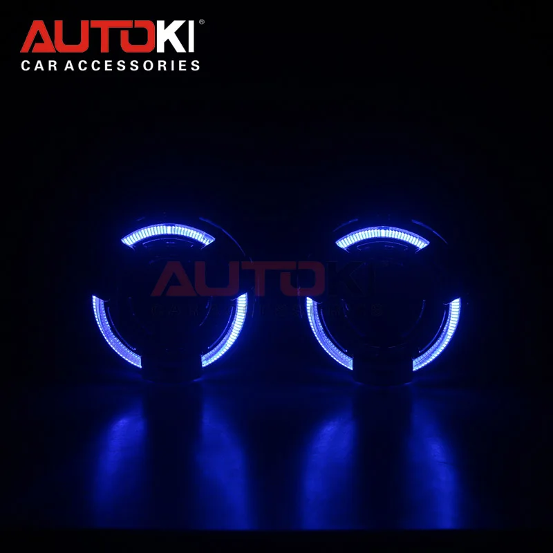 

AUTOKI 2018 Новый светодиодный Квадрокоптер с ангельскими глазами, спортивные металлические Биксеноновые проекторы Super H1 3,0 дюйма, линзы для Фар ...