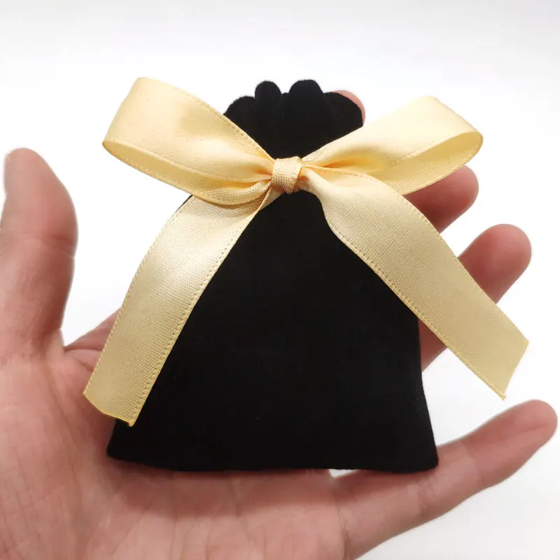 Black Gold 7x9 6x13 см черные красные бархатные сумки с лентой Голубое озеро свадебные конфеты бархат Ювелирные Подарочные Сумки 1 шт. серьги кольцо Упаковка Сумки - Цвет: Black Gold