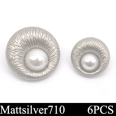 NO158 mattsilver710 Высокое качество 6 шт./лот модные жемчужные декоративные пуговицы золотые швейные пуговицы для женщин кашемировый свитер пальто аксессуары ремесла - Цвет: NO158 mattsilver710