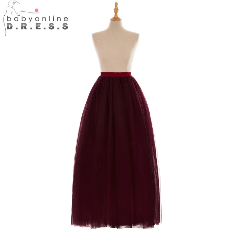 dark burgundy Элегантный светильник синие длинные юбки Стиль длинное шифоновое платье макси платье подружки невесты юбки принц Стиль 6-слойное бальное платье; Пышные юбки женские - Цвет: dark burgundy