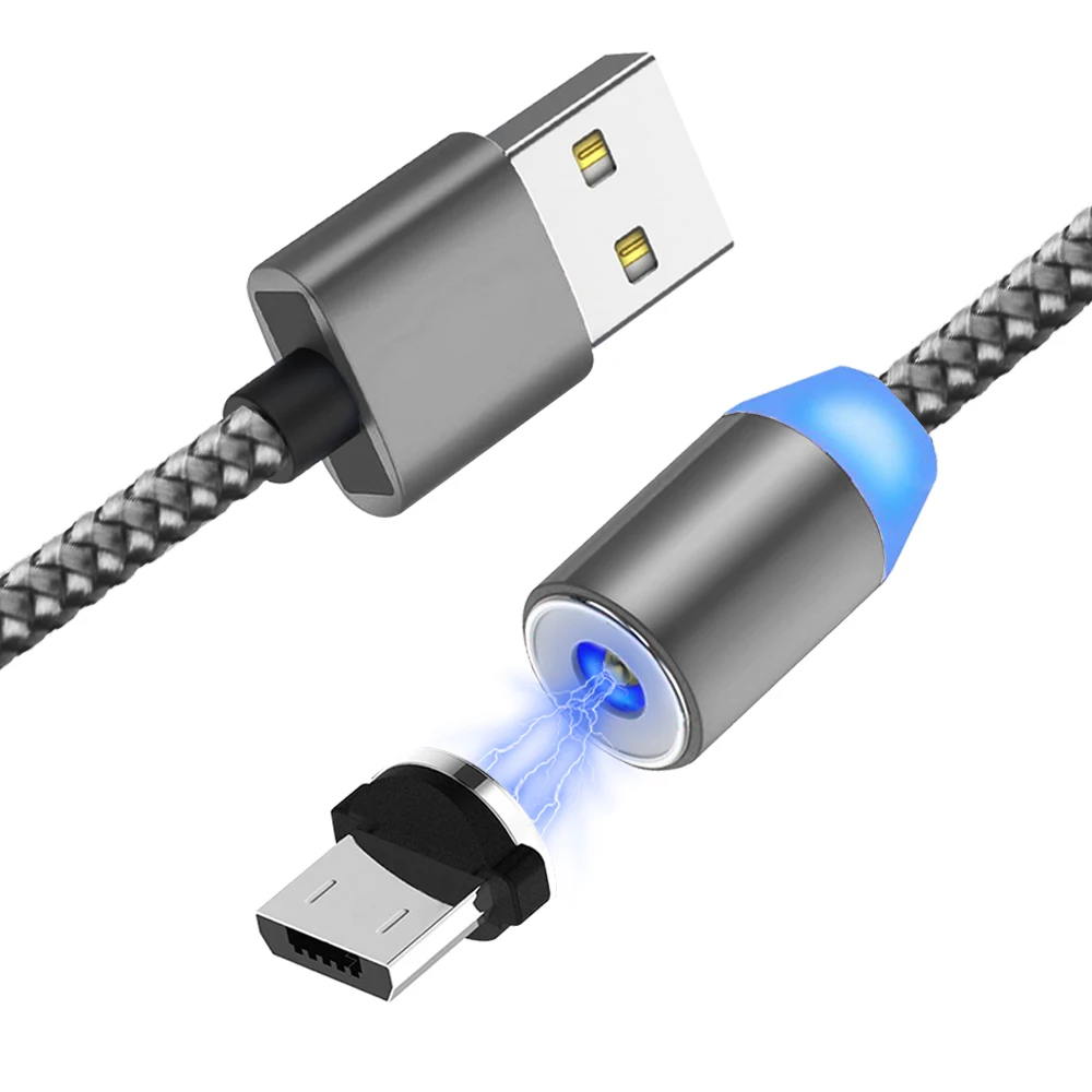Магнитный кабель Micro USB NiSi 1 м 2 м для Xiaomi samsung Galaxy Note6/5/4/3/J3/J5/J7/A3/A5/A7 LG светодиодный магнитный кабель для быстрой зарядки
