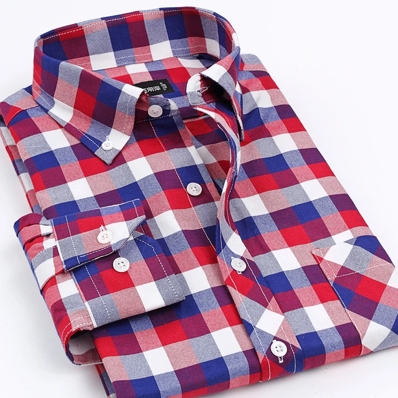 Для мужчин S Классический Стиль модные Костюмы Оксфорд Сорочки выходные для Non-Iron