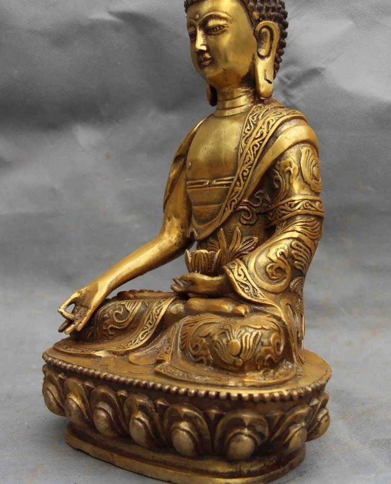 Будда Шакьямуни Статуя медная бронзовая позолота Amitabha Rulai Sakyamuni статуя бога Будды