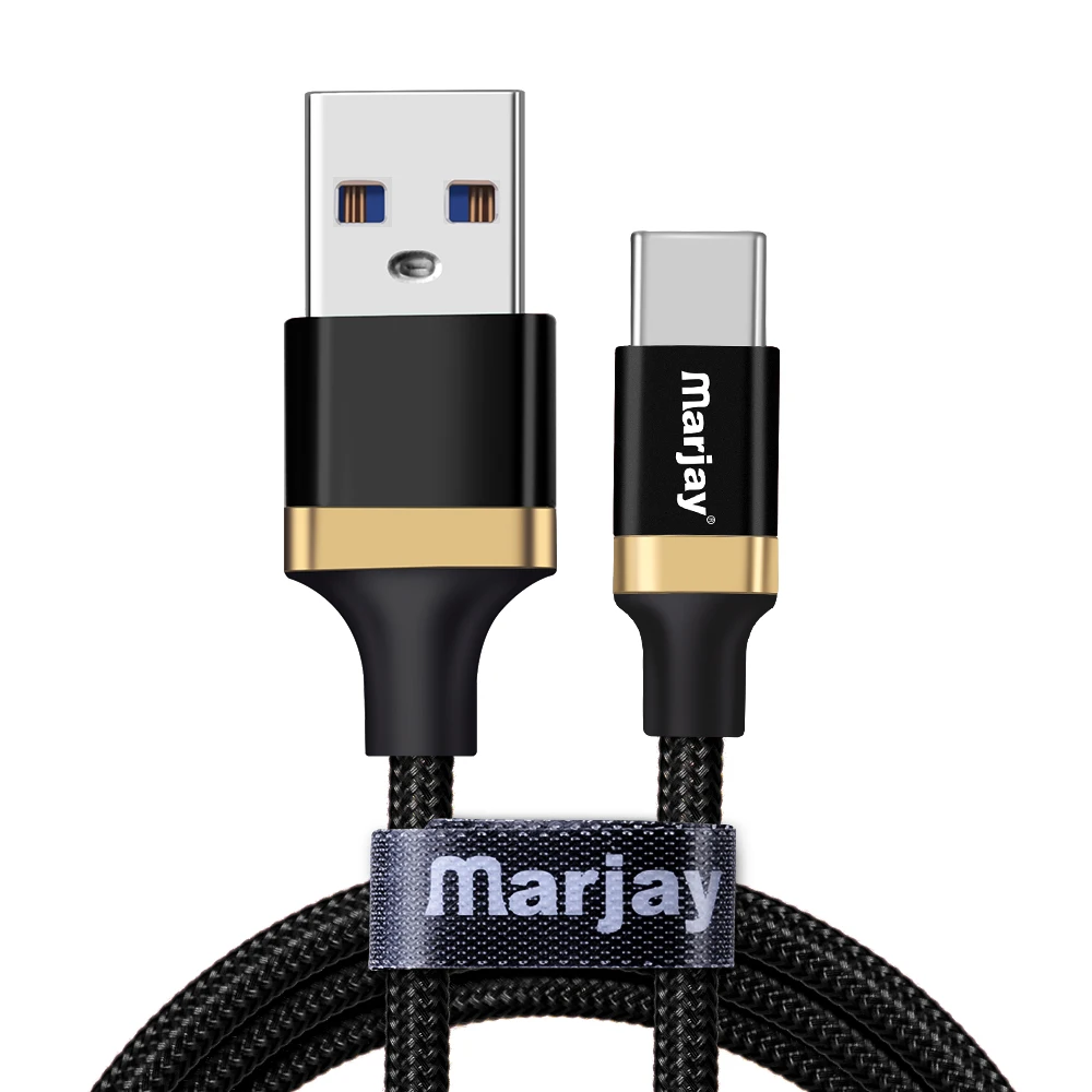 Кабель Marjay 2.4A usb type C нейлоновый кабель для быстрой зарядки USB C для samsung S8 S9 S10 Note 9 Xiaomi mi6 mi8 телефонный кабель для передачи данных и USB-C