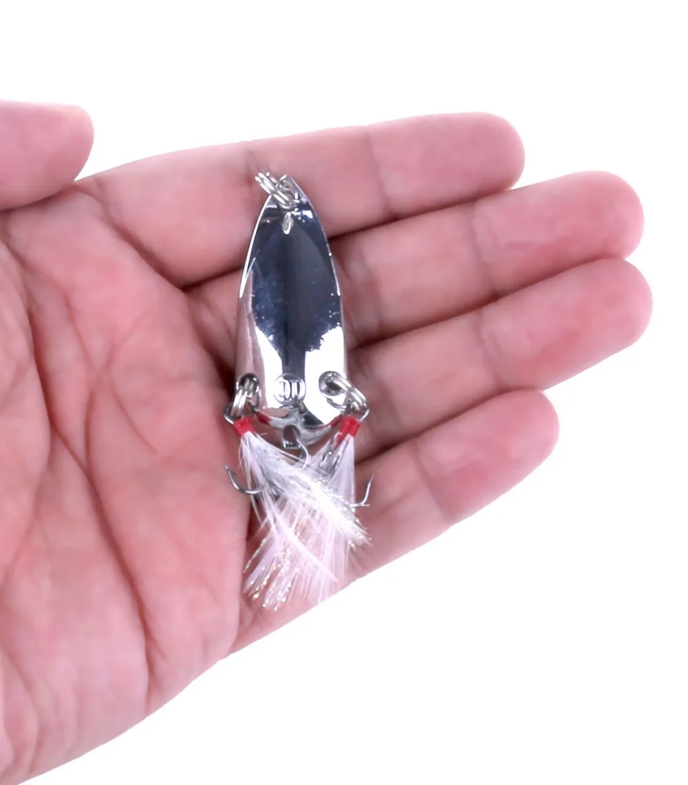 Hengjia Колеблющаяся блесна серебро Цвет Спиннинг ложка приманка 4.5cm10g с перьевая
