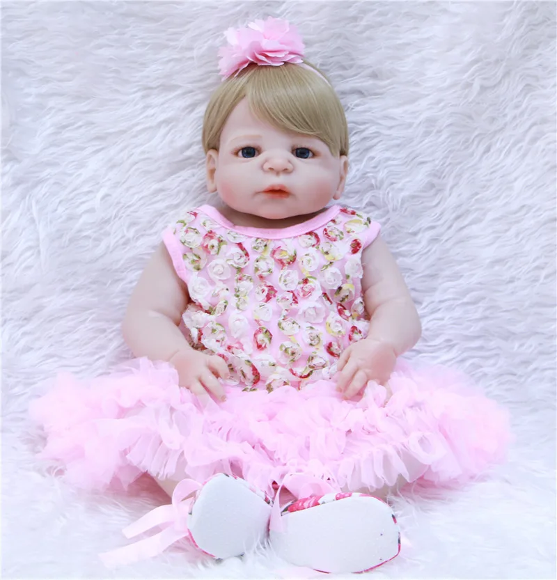 DollMai bebes reborn blonde hair куклы для девочек полностью силиконовые новорожденных