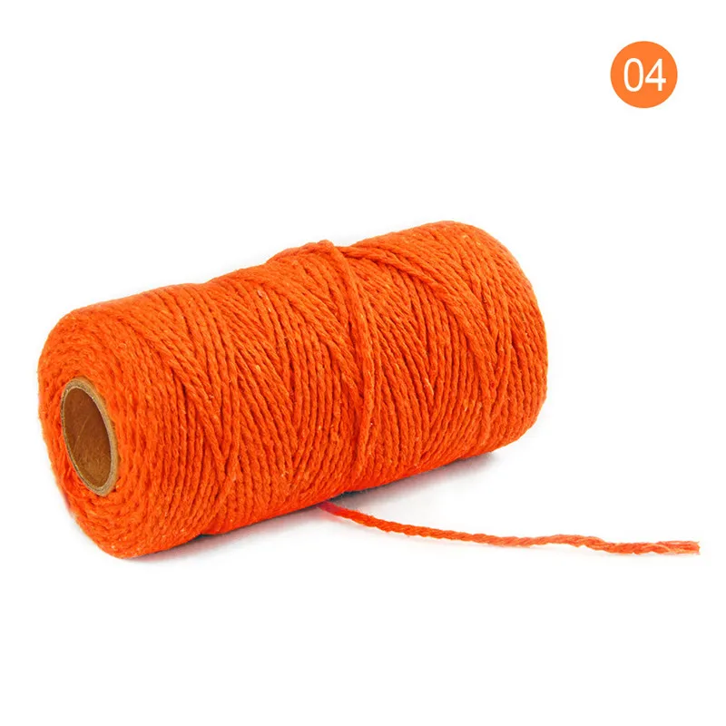 NO.4 Orange 20 цветов, хлопковые шнуры, нить для шитья, 100 ярдов, сделай сам, Свадебный декор, поставка, ручная работа, ручная работа, веревочка, скрученный шнур для макраме - Цвет: NO.4 Orange