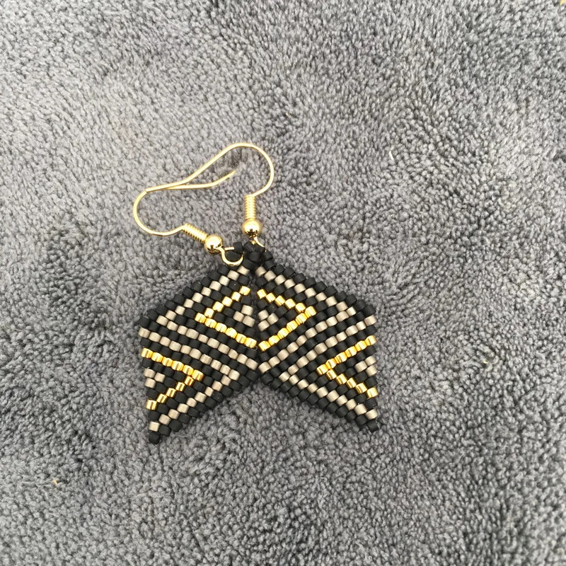 Women Boho Geometric Pattern Earrings Bohemia Earring Handmade Woven Delica Bead jewelry | Украшения и аксессуары