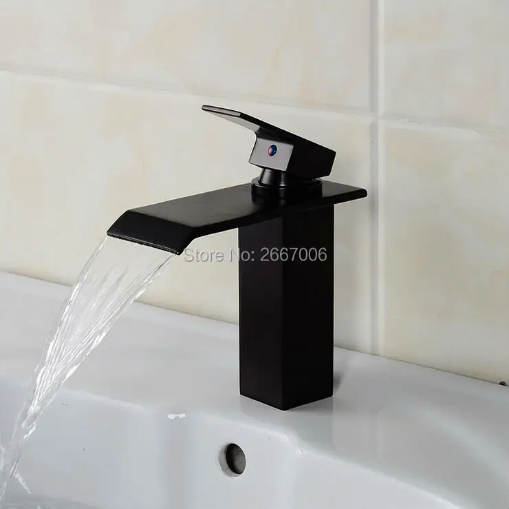 GIZERO Черный кран водопад смеситель масло резиновый бронзовые Ванная комната