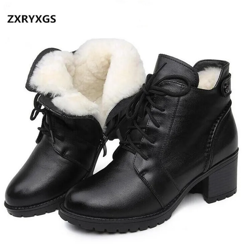 

ZXRYXGS brand shoes woman boots Fur one wool shoes snow boots 2020 winter non-slip comfortable genuine leather shoes women boots