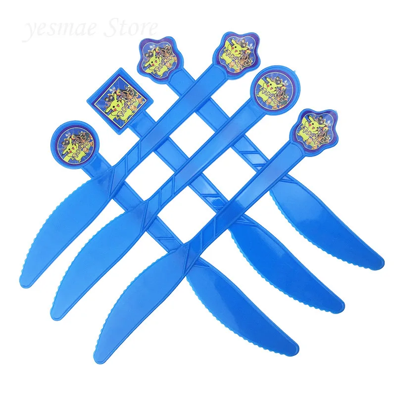 knives X10 Pokemon Go тематическая вечеринка на день рождения украшения Дети 10 человек Покемон вечерние принадлежности Набор посуды бумажные тарелки подарок для ребенка - Цвет: knives X10