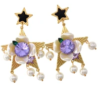 five pointed star love heart temperament pearl earrings for women