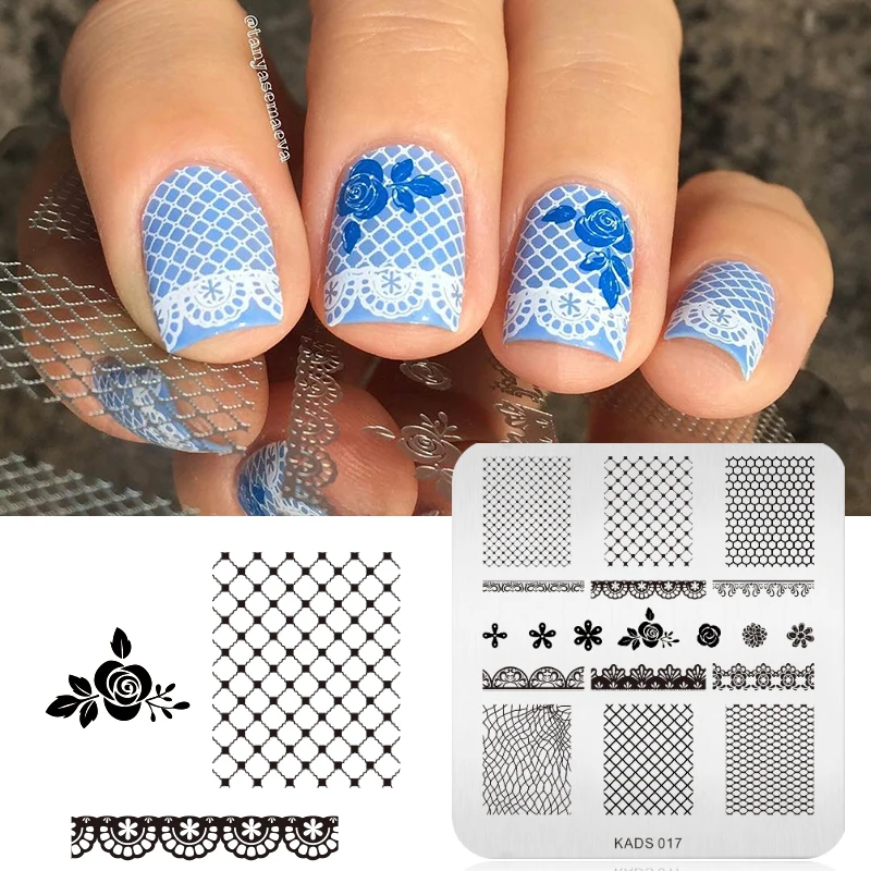 KADS Красоты Дизайн Цветы и Великолепный Кружева Изображения Искусства Ногтя Лак
