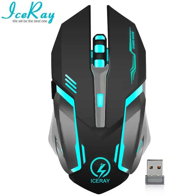 IceRay перезаряжаемая Беспроводная игровая мышь Slient Mute Click встроенный аккумулятор с