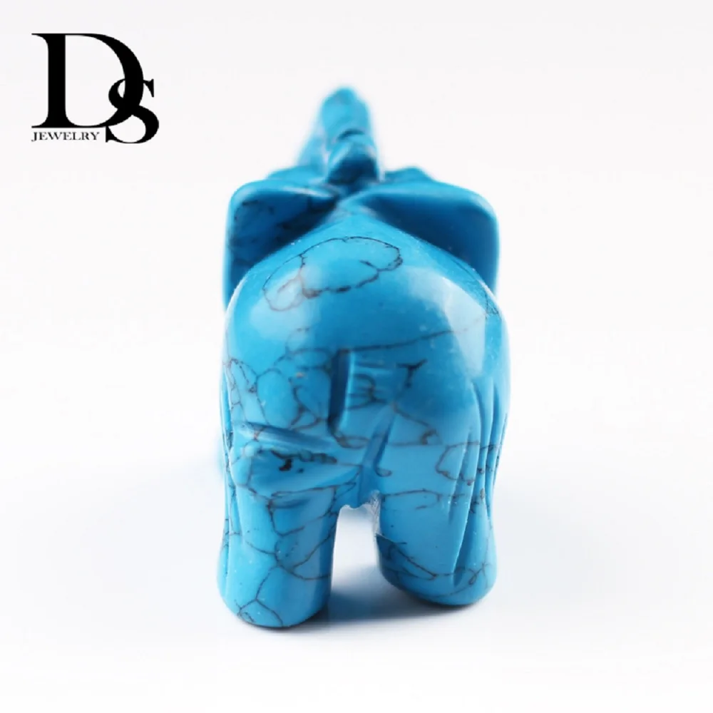 Натуральный голубой бирюзовый статуэтка слона хрустальные подвески Howlite Резные
