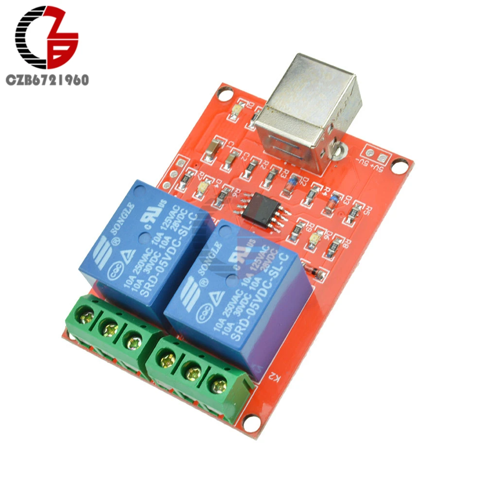 5V 2 канальный релейный модуль USB Управление переключатель клавиатуры компьютера Управление переключатель PC интеллигентая(ый) Управление для умного дома