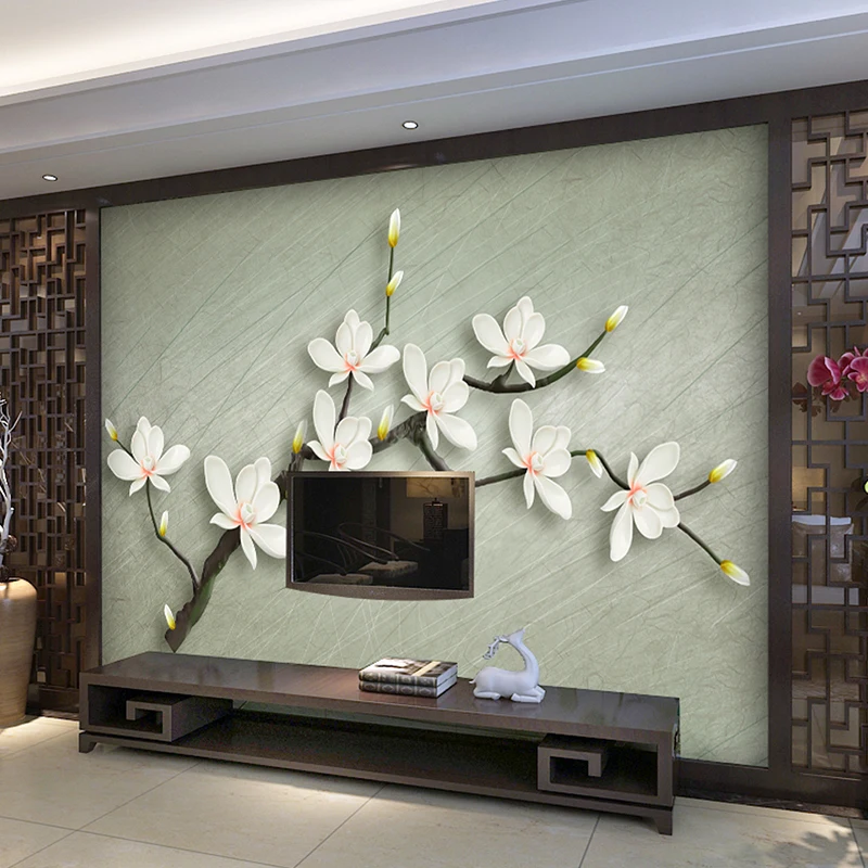 Пользовательские фотообои в китайском стиле Романтический цветок 3D Роспись брак