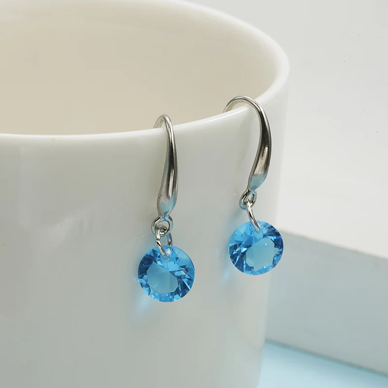 2018 Роскошные серьги-гвоздики для женщин 12 цветов круглые с кубической подвеска