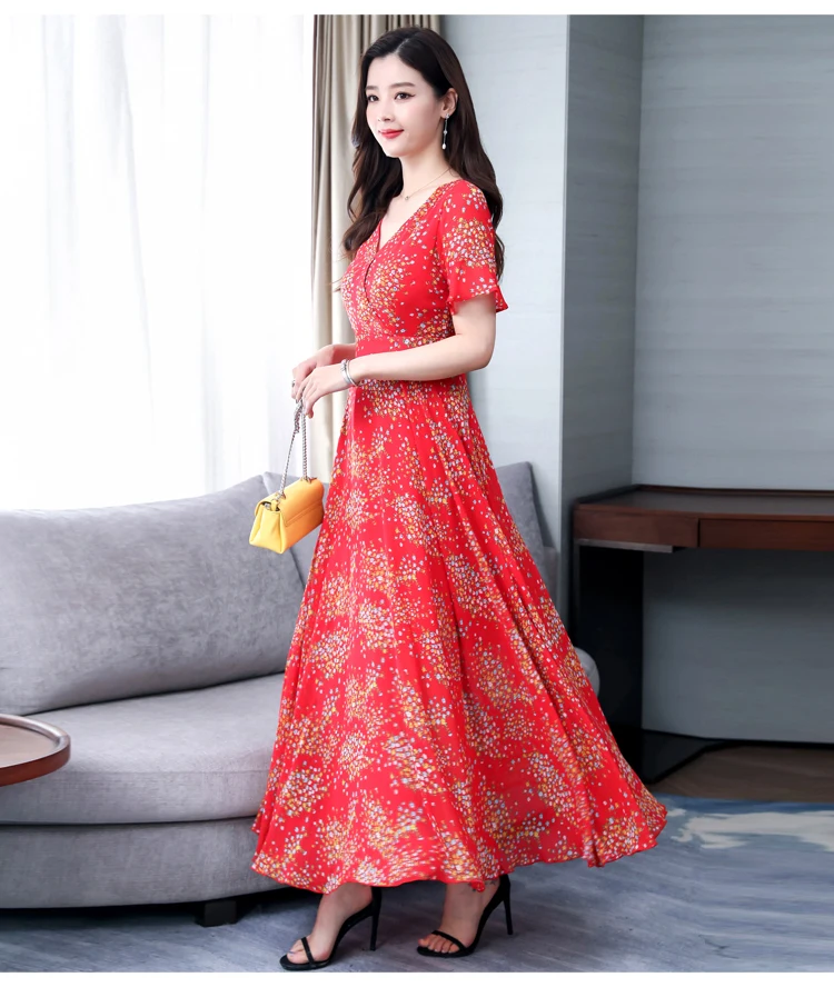 Женское шифоновое платье длинное пляжное макси Повседневные Вечерние платья