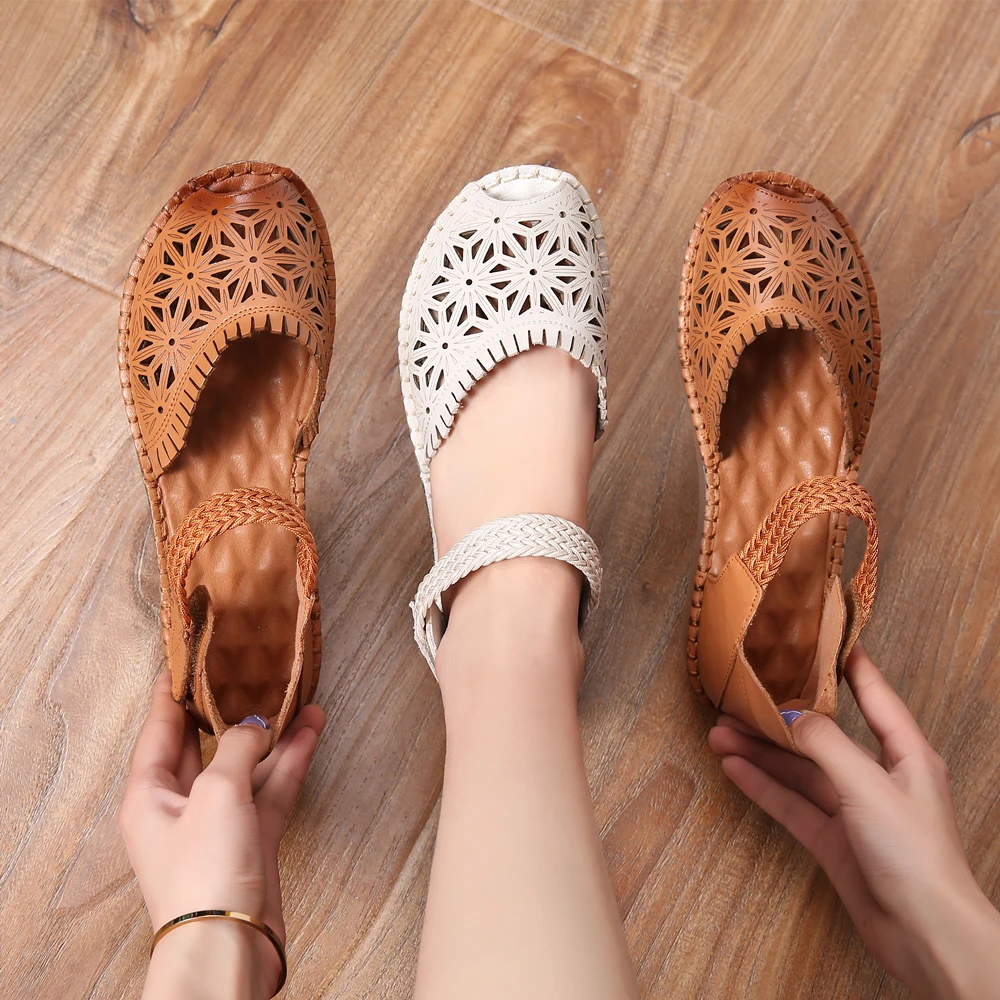 Женские босоножки ручной работы PEIPAH однотонные сандалии гладиаторы из бычьей
