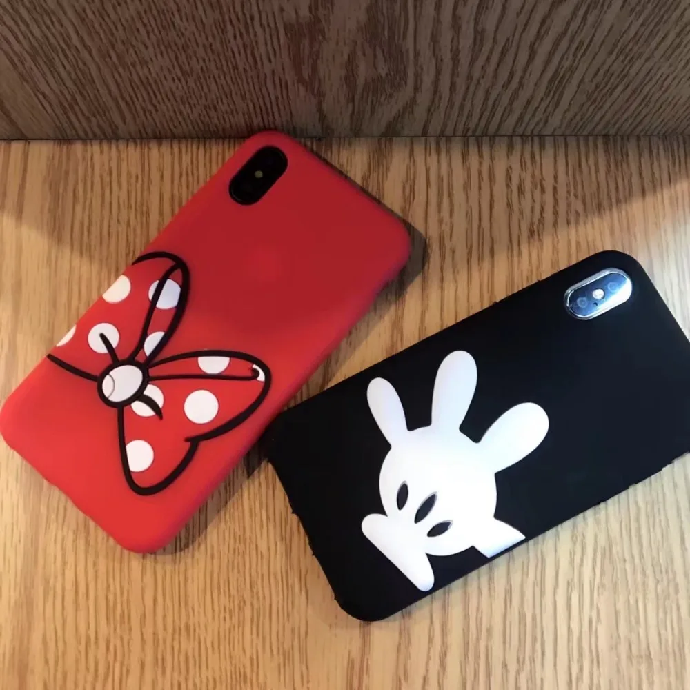 ORYKSZ чехол 3D мультфильм Микки для iPhone X 6 S 8 Plus силиконовый мягкий телефона повесить
