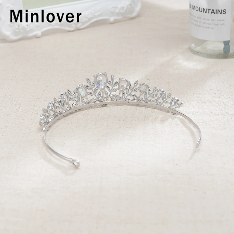 Minlover Роскошные диадемы с фианитами в виде листьев короны цветок горный хрусталь