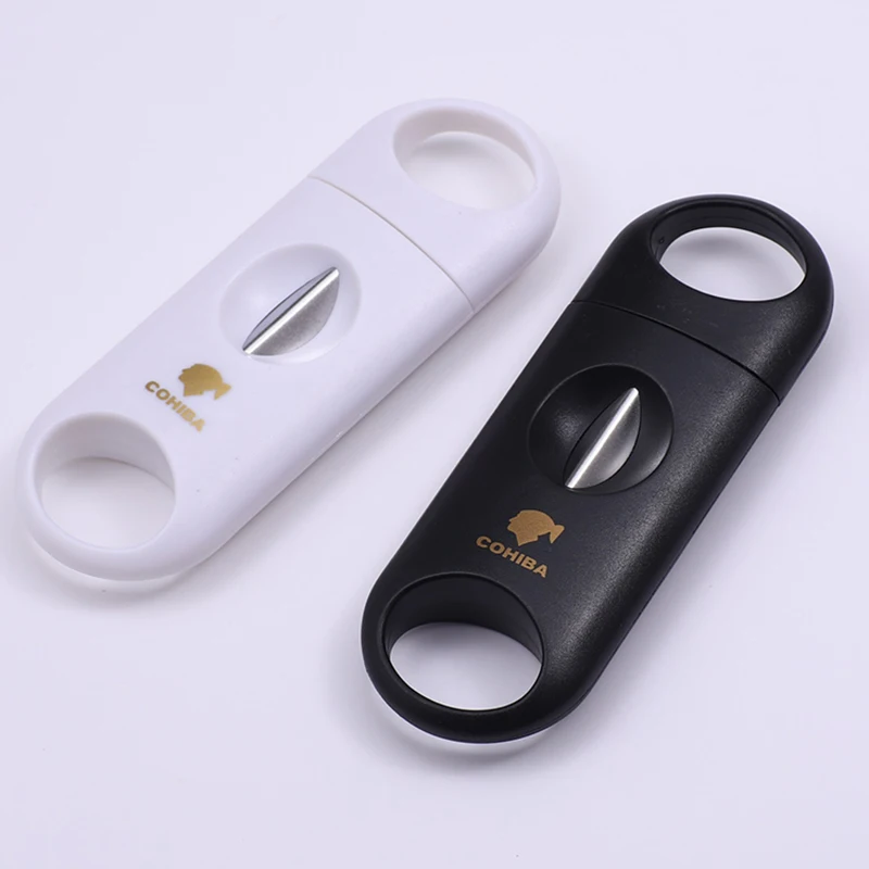 COHIBA Plastic V Cut Stainless Steel Blade Cigar Cutter Sharp Sigaar Cutting Tool Cigars Guillotine Pocket Zigarren | Дом и сад