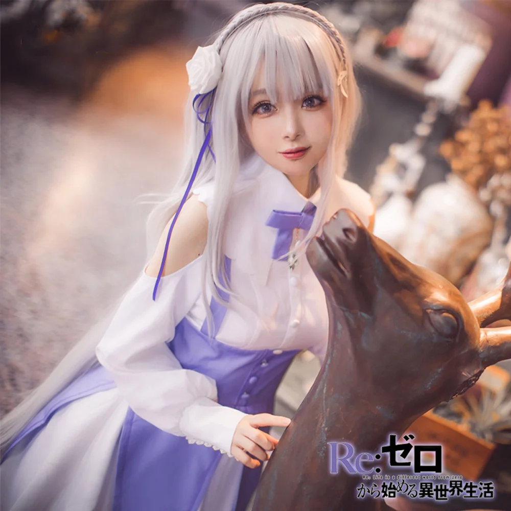 VEVEFHUANG Re Zero Kara Hajimeru Isekai Seikatsu Emilia/платья для косплея парик костюмы Rem Ram женщин и