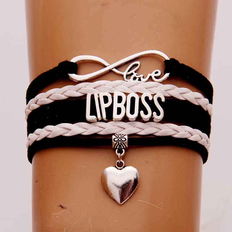 (10 шт./лот) Infinity Love Lipboss Подвеска для браслета в форме сердца бархатный плетеный