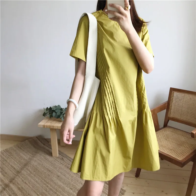 Женское платье LANMREM повседневное свободное большого размера с плиссировкой TC380 лето 2020|Женские платья| |