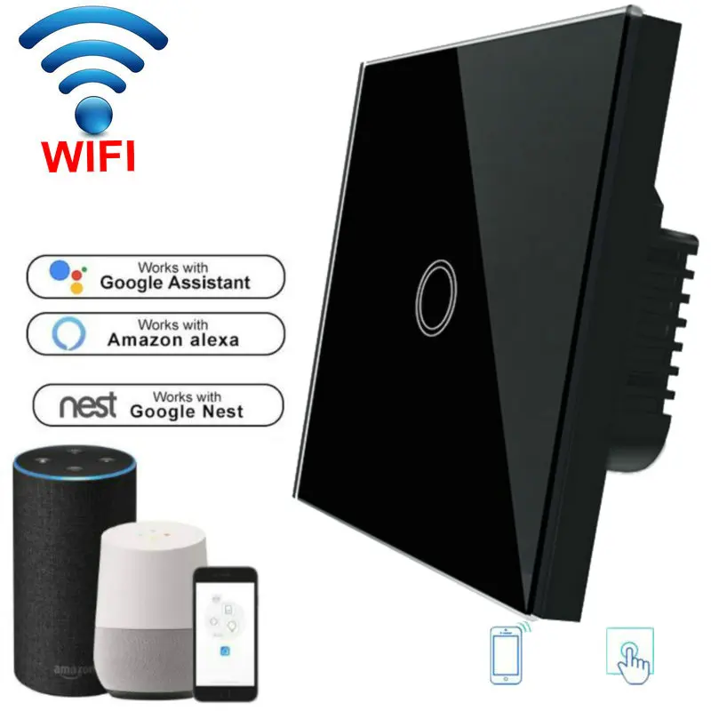 Стандарт ЕС Беспроводной Wi-Fi Сенсорный настенный светильник сенсорный выключатель 1/2/3 умный переключатель Ewelink Поддержка Alexa Google Home