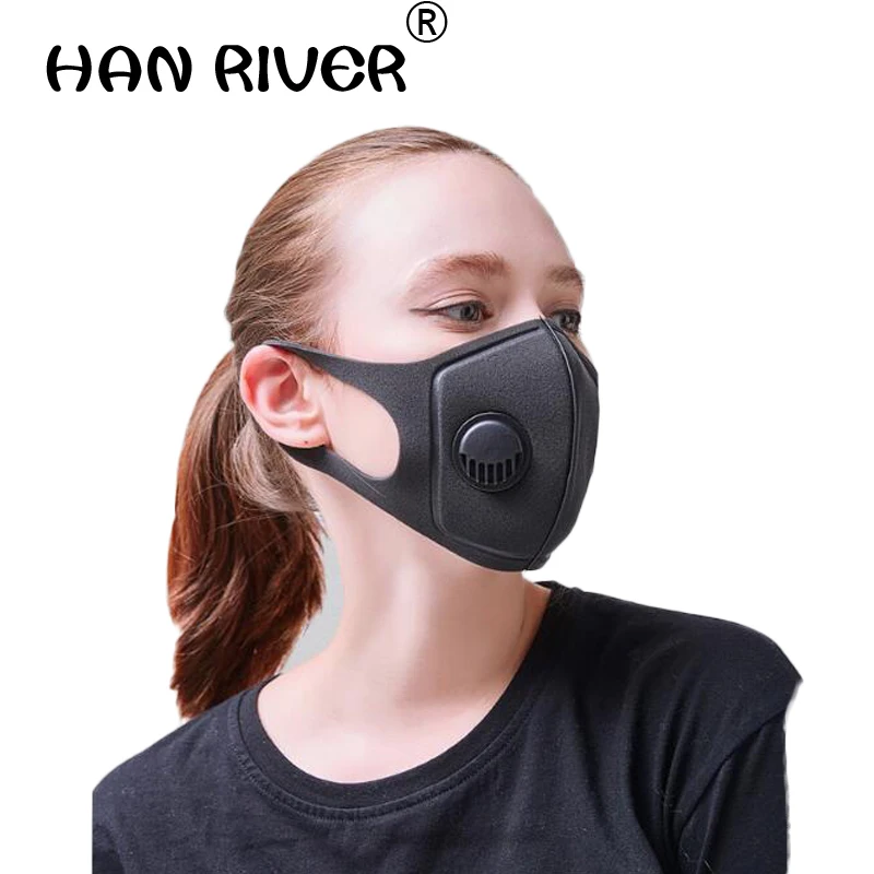 10 pieces of portable dustproof prevent mist haze masks PM2.5 with breathing valve mask Solid dustproof black sponge masks J2229