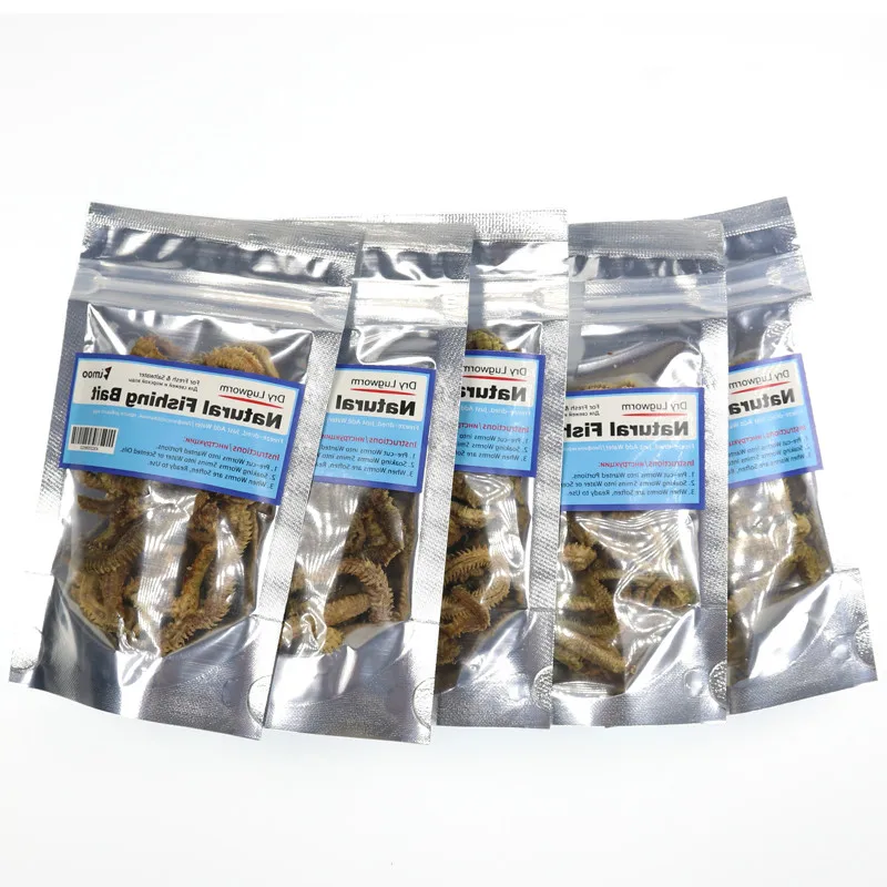 

5 Bags Saltwater Freshwater Fishing Lures for Catfish Cod Dry Lugworm / Sandworm Fishing Bait Sea Fishing Worms Winter
