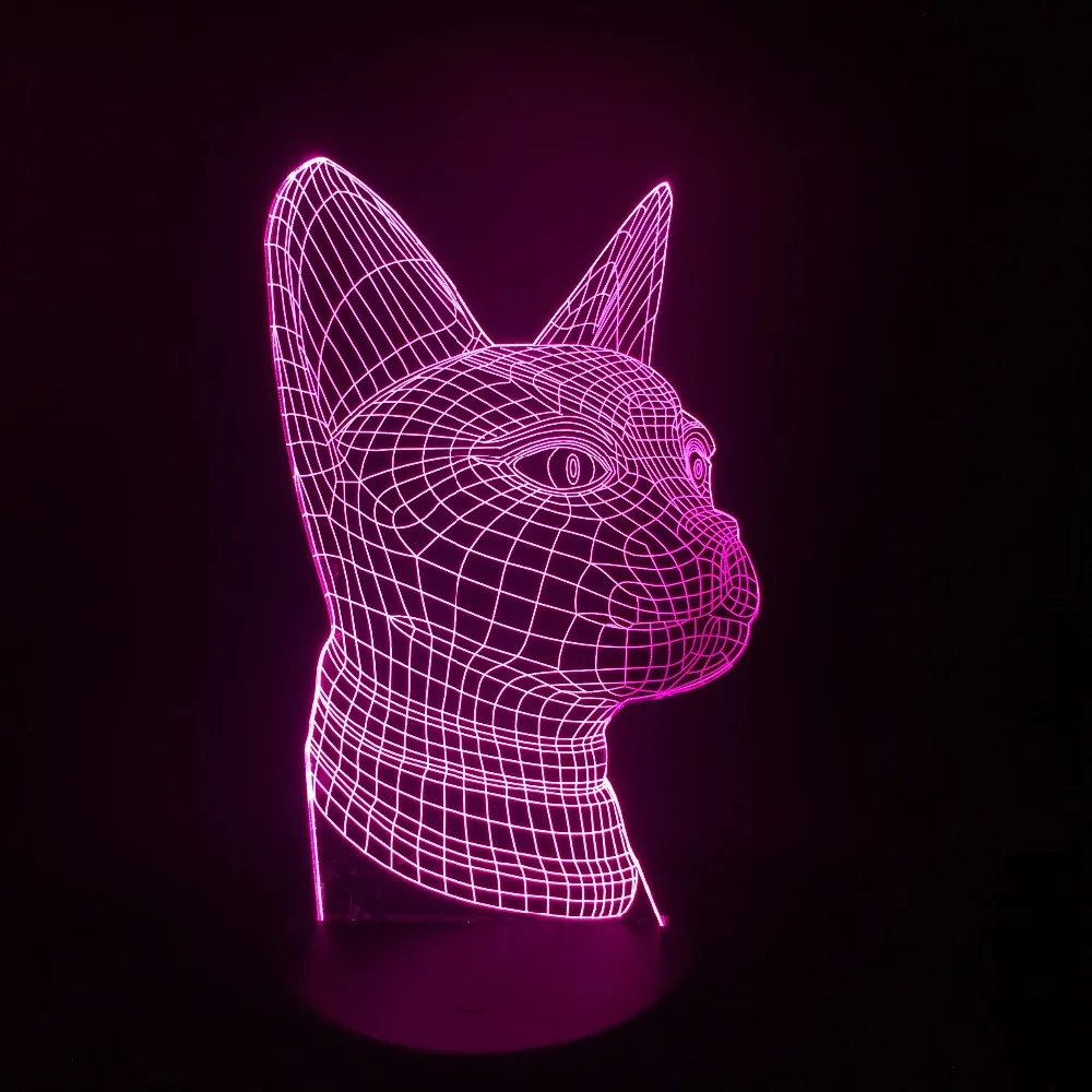Новинка 2017 домашний 7 цветов меняющий ночник Кот 3D Led спальня настольная лампа для