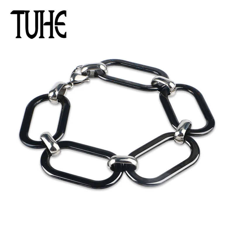 TUHE Новый Простой стиль керамический браслет большой прямоугольник Гипербола