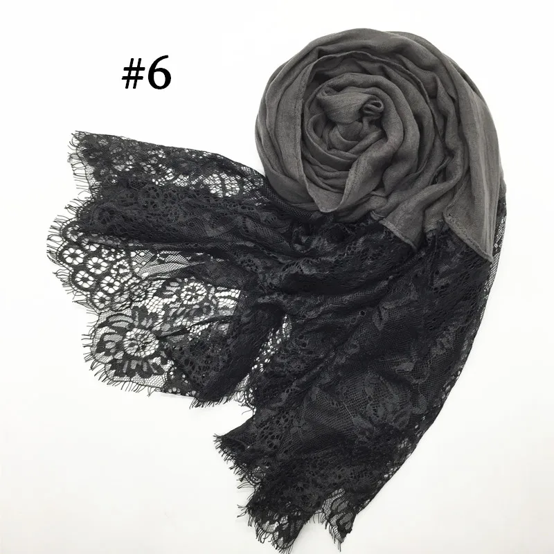 Number 6 color 1PCS Hot sale fashion cotton and viscose lace scarves muslim head Scarf shaws soild elegant lady simple flowers high quality - Цвет: Number 6 color