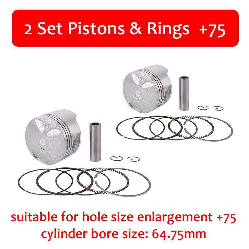 2 set Piston Ring 75 Детали двигателя мотоцикла поршни кольца набор 64 мм STD Стандарт+ 25+ 50+ 75 Размер цилиндра для Honda Steed400 BROS400 Shadow400 - Цвет: 2 set Piston Ring 75